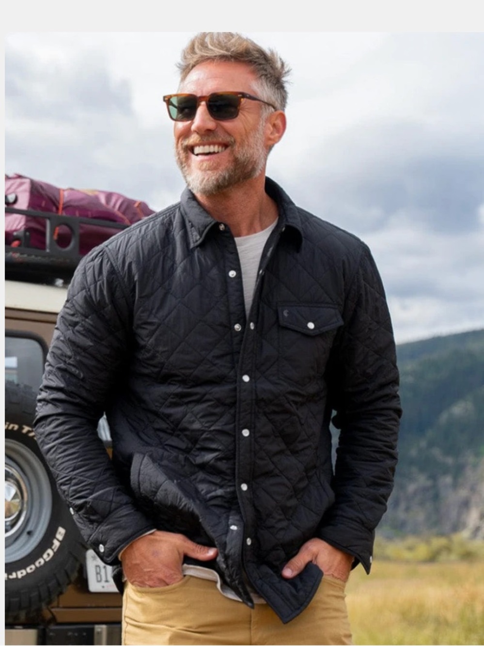 CRIQUET MEN'S QUILTED SHACKET lightweight black sz Large  ret $208